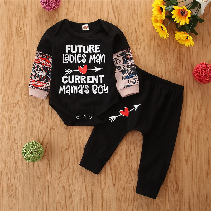Baby Girl Boy Valentine's Day Letters Love Printed 4 Pcs Sets