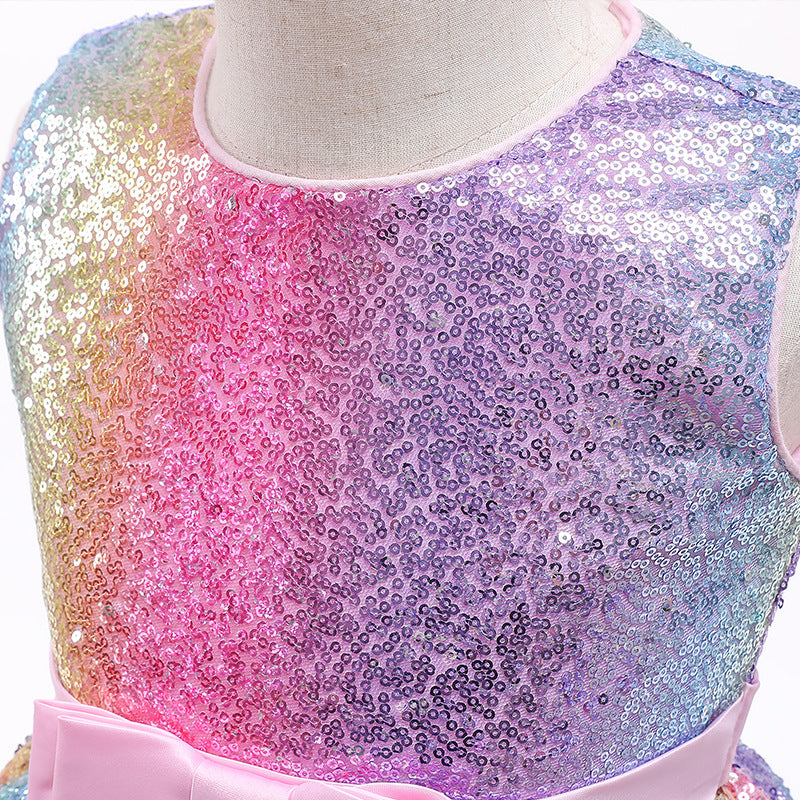 Kid Baby Girl Flower Mesh Gauze Princess Pompadour Dresses