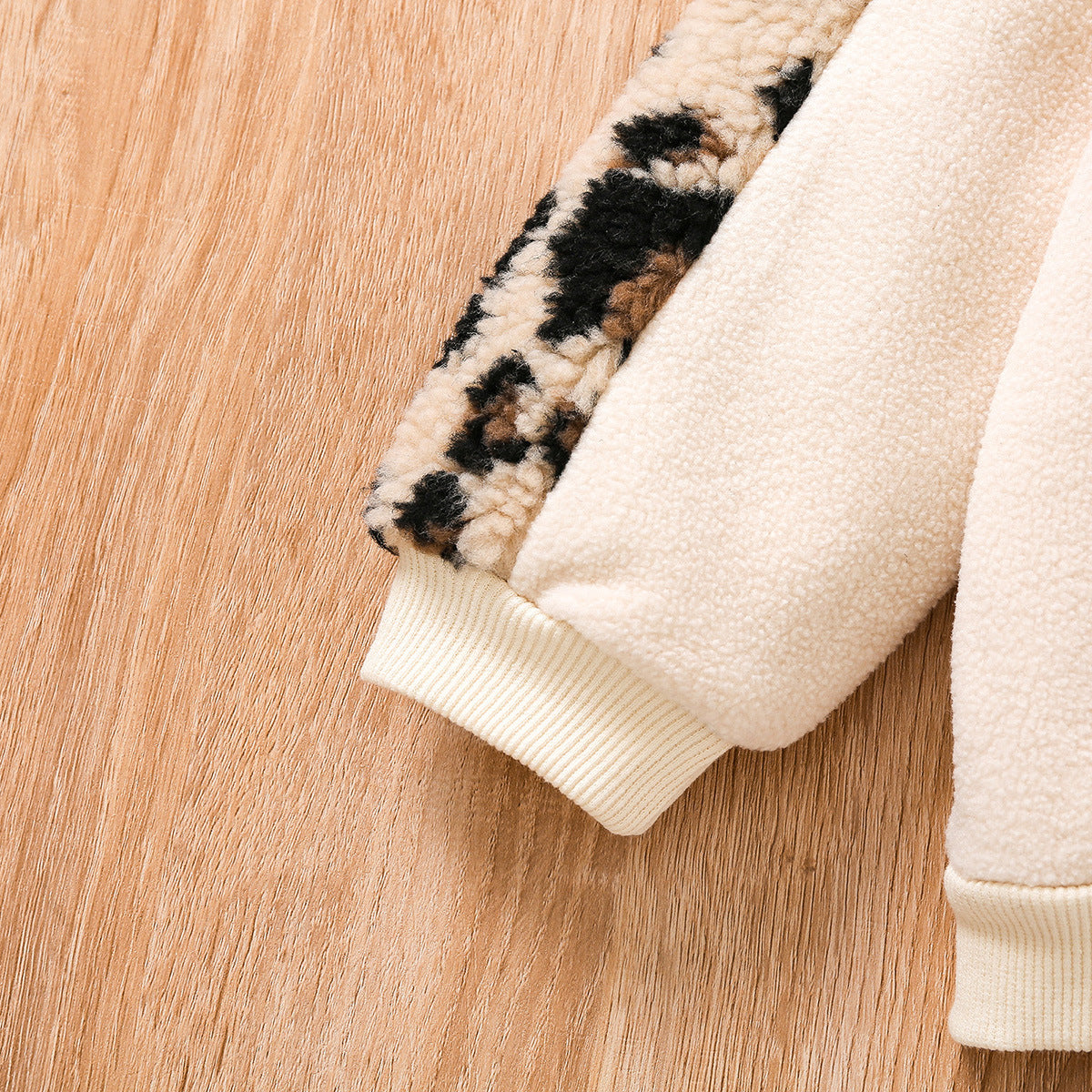 Kid Baby Girl Pullover Letter Embroidered Leopard Stitched Hoodie