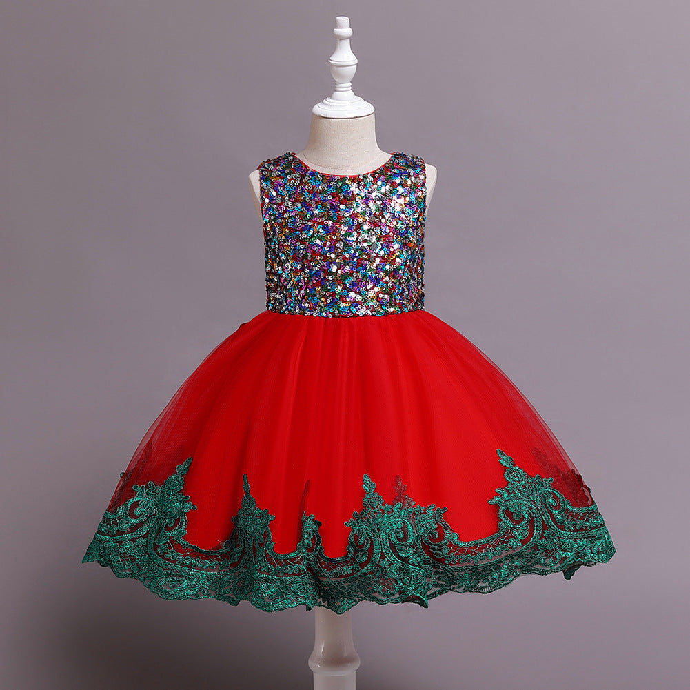 Kid Baby Girl Princess Sequins Sleeveless Flower Wedding Christmas Dresses