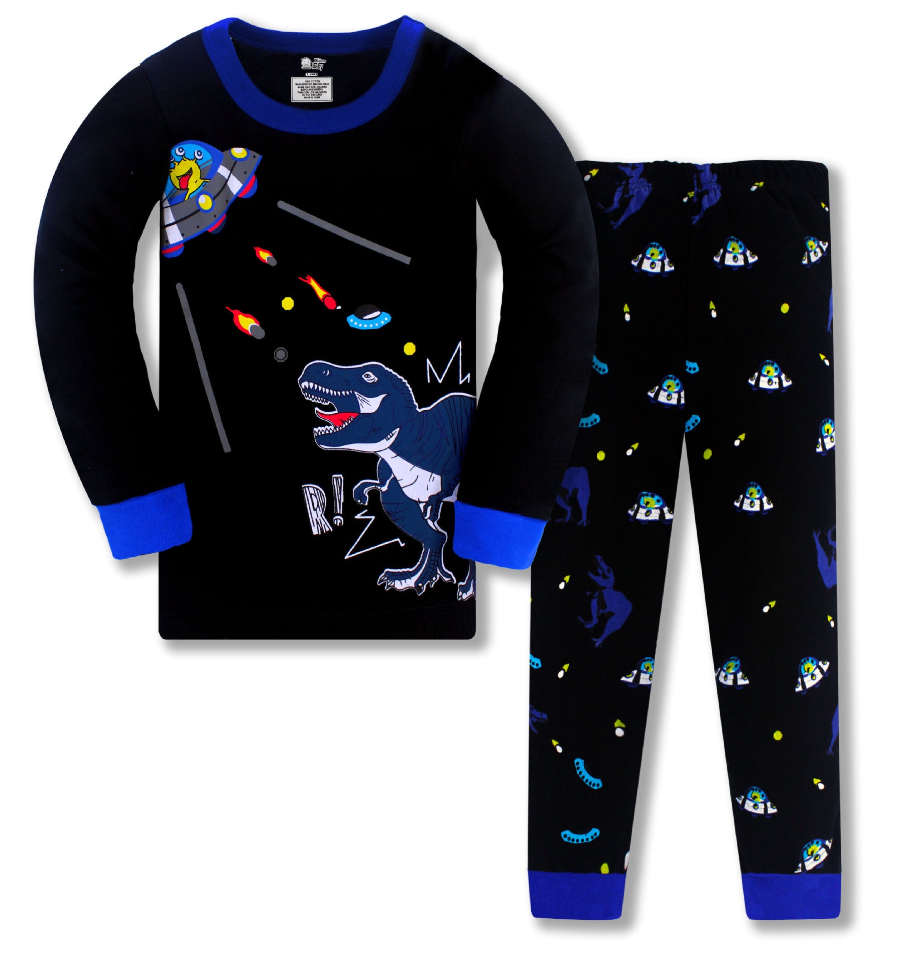 Kid Boy Pajamas Air-conditioned Long Sleeve Thread Cotton 2 Pcs