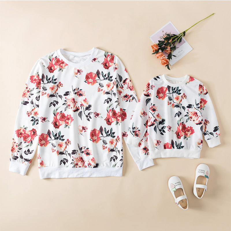 Family Matching Round Neck Long Sleeve Mother Daughter Shirts
