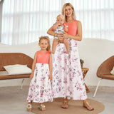 Family Matching Mother-daughter Round Collar Printing Loose Pastoral Dresses