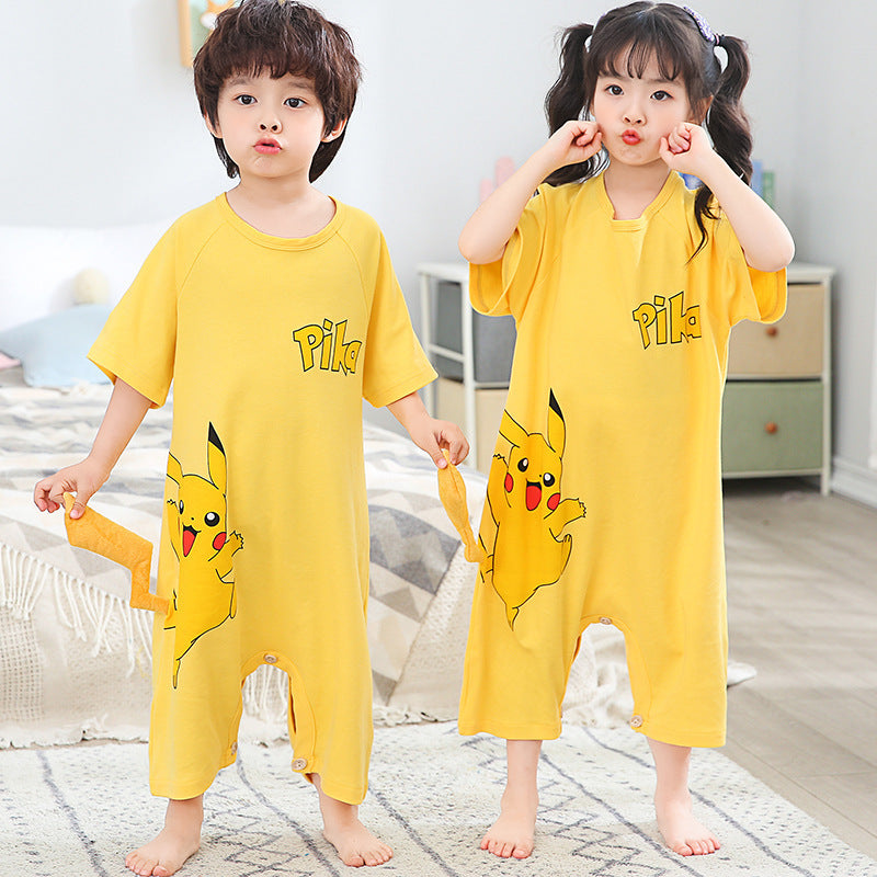 Kid Baby Girl Boy One-piece Short Sleeve Pure Cotton Ultraman Loose Pajamas