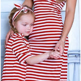 Family Matching Parent-child Stripes Tricolor Dress