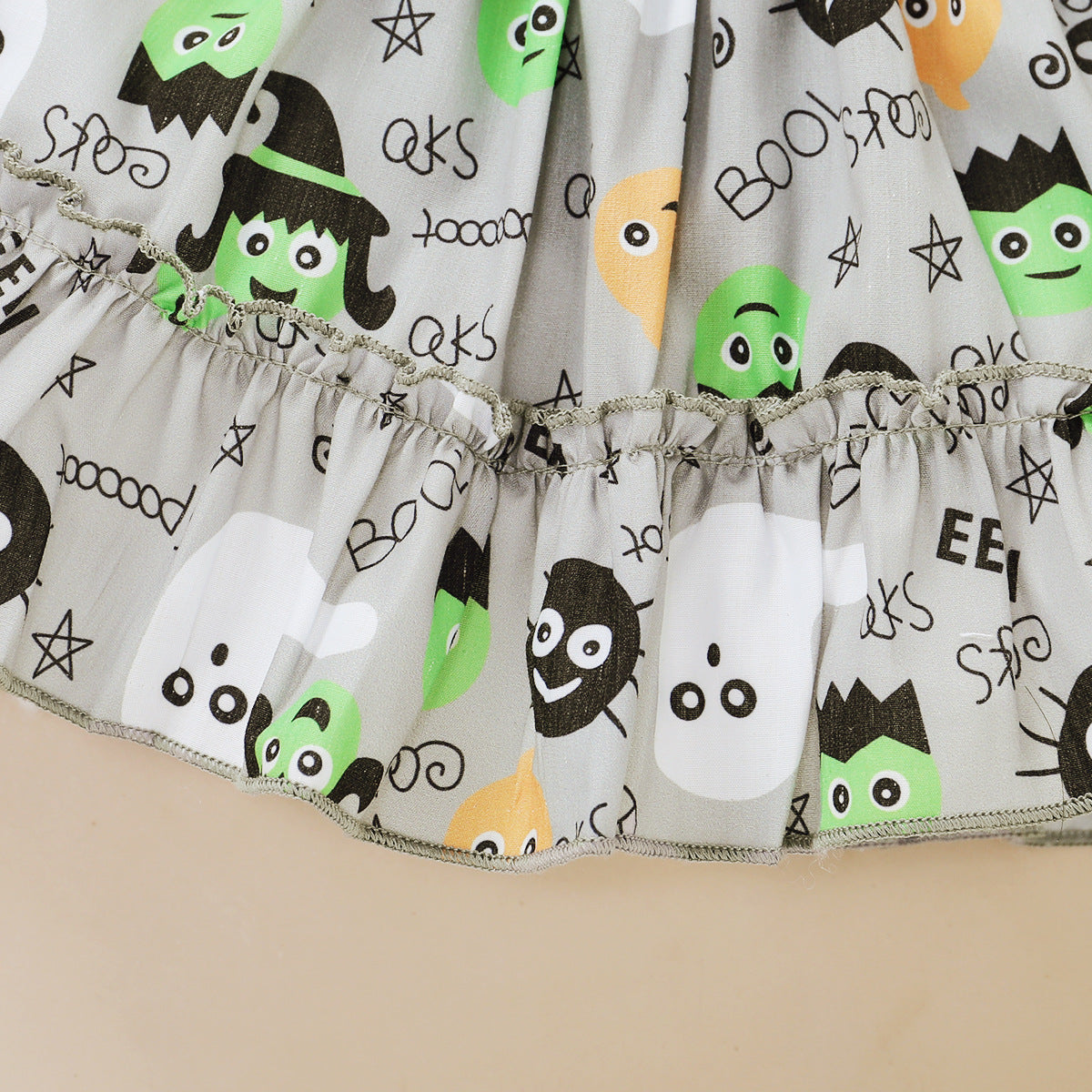 0-18M Baby Girls Spring Autumn Halloween Alphabet Print Halter 2 Pcs Sets