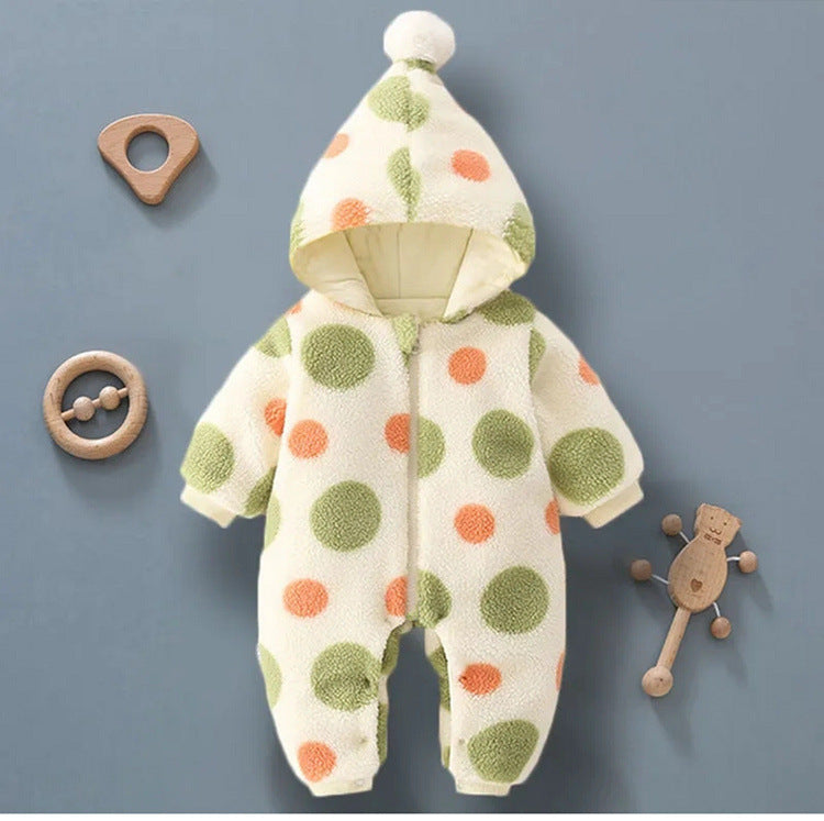 Baby Boy Girl Clamped Cotton Onesie Plus Velvet Thickened Rompers