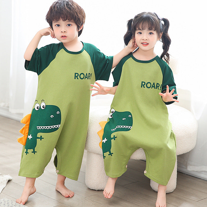 Kid Baby Girl Boy One-piece Short Sleeve Pure Cotton Ultraman Loose Pajamas