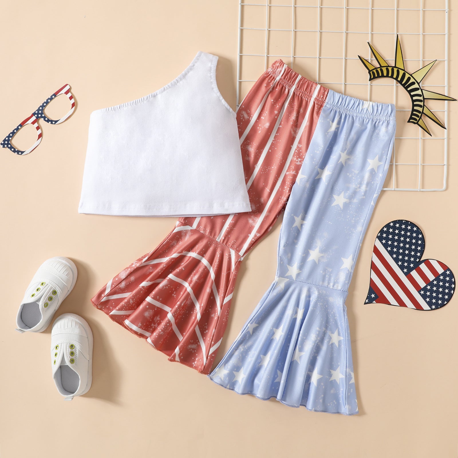 Independence Days Fashion Kids Baby Girls Star Flare 2pcs Sets