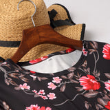 Family Matching Mother Daughter Long Sleeve Flower Print Dresses