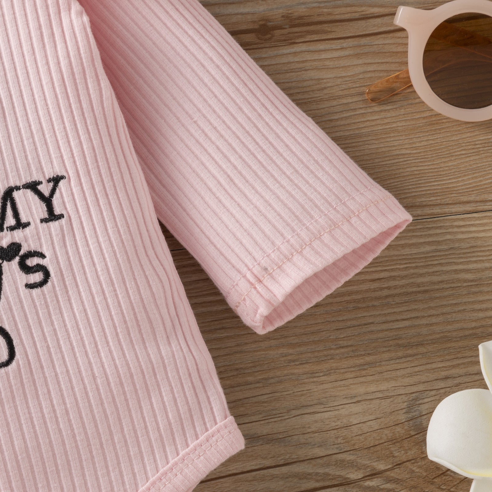 Baby Girl Suit Stripe Long Sleeve Letter Embroidered Flower 3 Pcs Sets