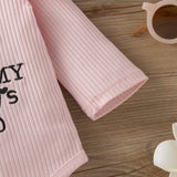 Baby Girl Suit Stripe Long Sleeve Letter Embroidered Flower 3 Pcs Sets