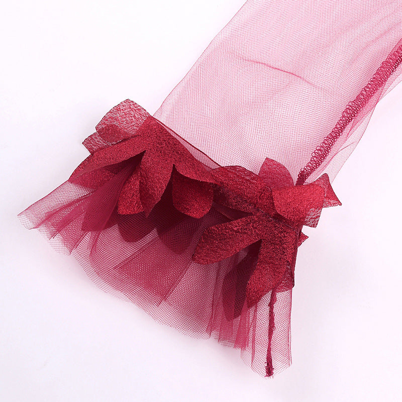 Kid Baby Girl Sweet Petal Lace Middle Sleeve Spring Flower Dress