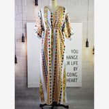 Family Matching Geometric Print V-neck Short Sleeve Long Dress