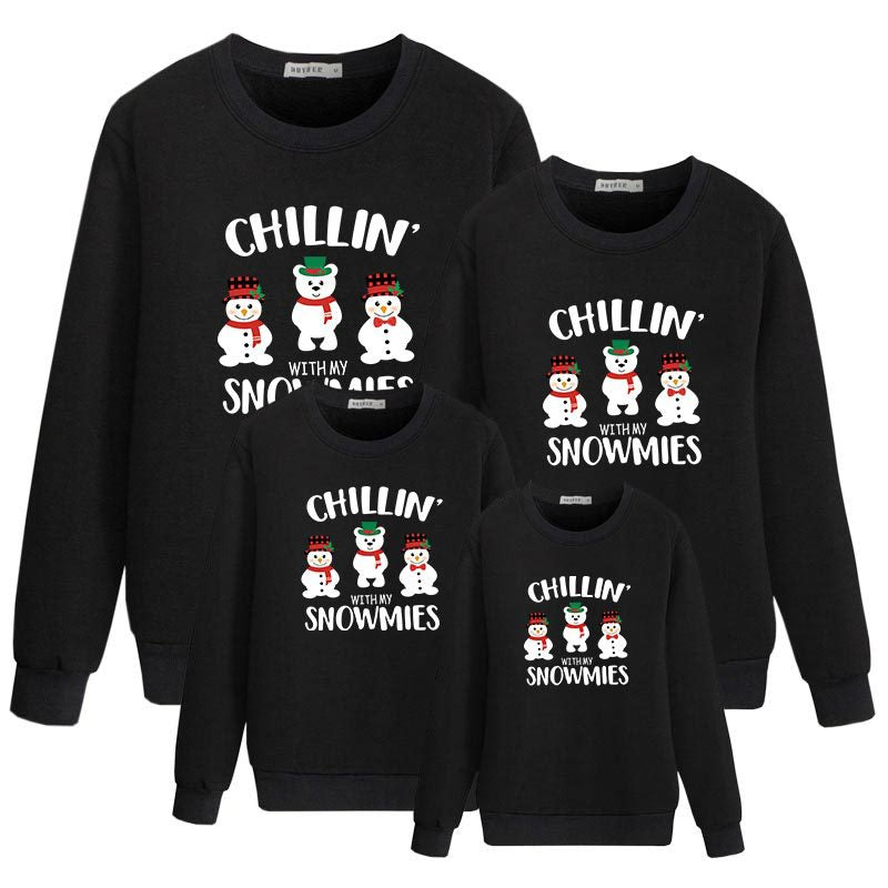Family Matching Snowmen Cartoon Christmas Print Sweatshirts
