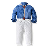 Kid Baby Boy Long Sleeve Overalls Suit 2 Pcs Sets