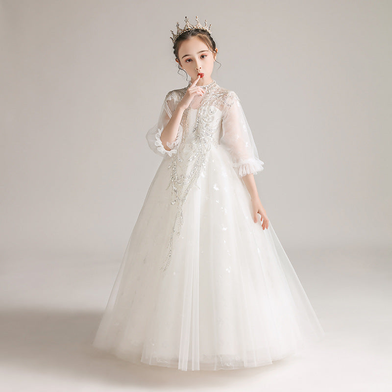 Kid Girls White Princess Flower Little Host Dresses
