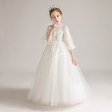Kid Girls White Princess Flower Little Host Dresses