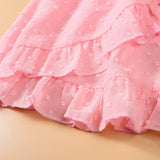 Family Matching Mother-daughter Pink Lovely Irregular Vacation Dresses
