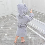 Kid Boys Girls Bathrobe Warm Long Sleeve Hooded Homewear Pajamas