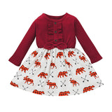 Kid Baby Girl Infant Long Sleeve Pit Splicing Spring Flower Dresses