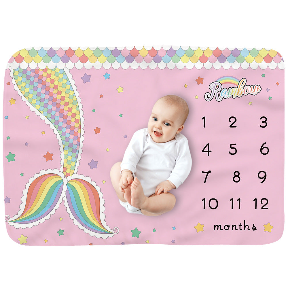Baby Monthly Record Growth Milestone Blanket Flannel Floral Pajamas