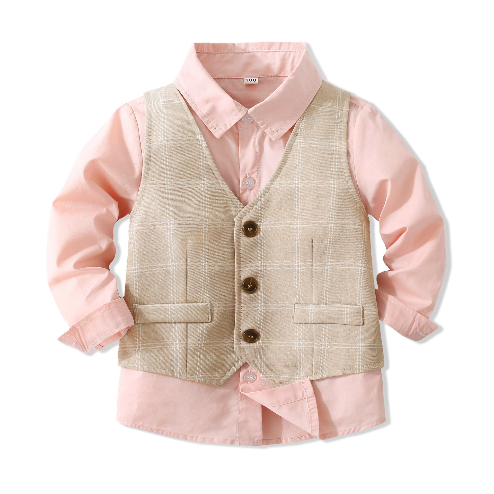 Kid Baby Boy British Autumn Plaid Suit 2 Pcs Sets