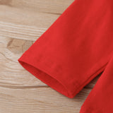 Baby Girl Suit Valentine's Day Printed Red Cotton 2 Pcs Sets