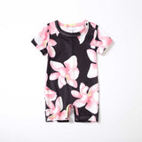 Family Matching Mother Daughter Splicing Printing Flowers Dress