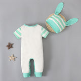 Summer Easter Boy Short Sleeve Rabbit Stripe Sets 2 Pcs
