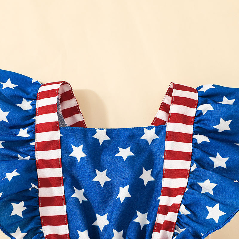 Baby Summer Festival Sleeveless Independence Day Striped Rompers