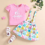 Spring Summer Girls Easter Cartoon Rabbit Pink Cute Braces Set 2 Pcs