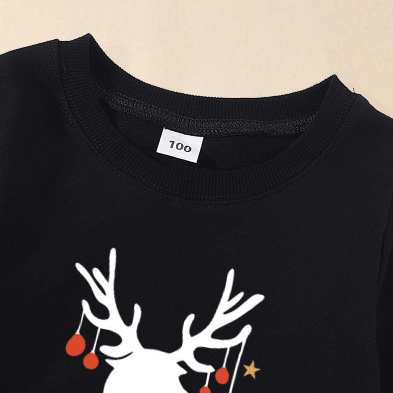 Family Matching Fashion Casual Christmas Elk Letter Printing Shirts
