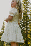 Family Matching Floral Digital Printed Summer Lantern Sleeve Dresses