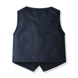 Kid Baby Boy Formal Suit Gentlemen Striped Braces 4 Pcs Set