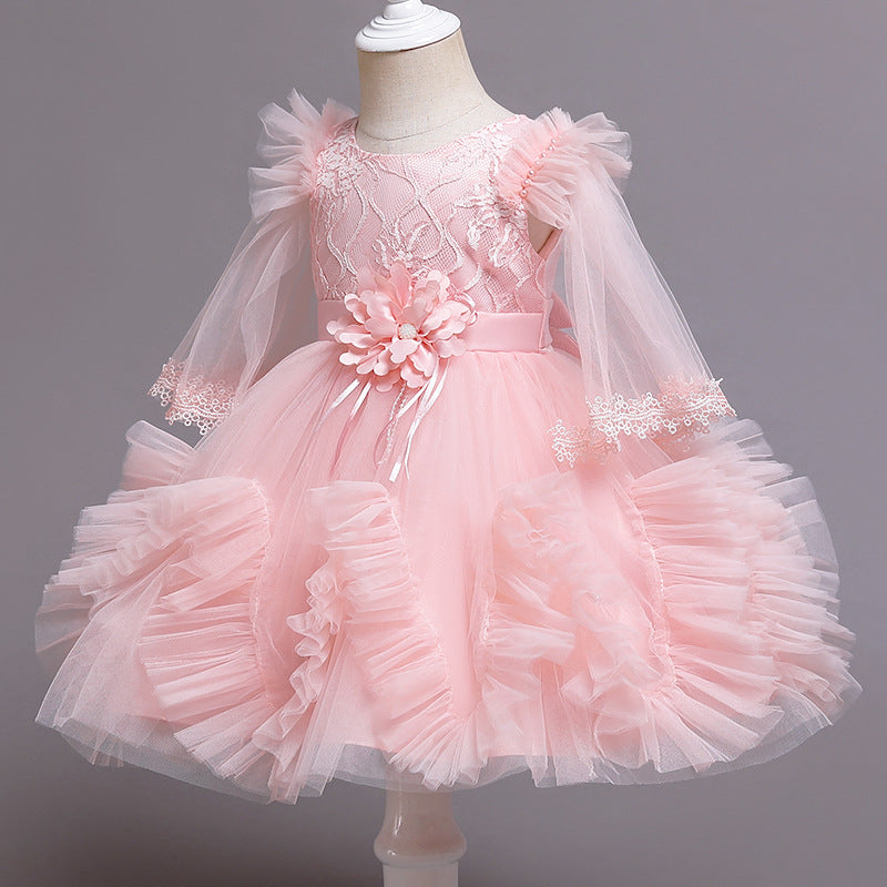 Baby Girl Princess Piano Performance Gauze Pompous Flower Dress