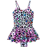 Kid Girls Leopard Print One-piece Bathing Beach Swimsuit