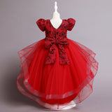 Kid Girl Princess Christmas Embroidered Trailing Show Dresses