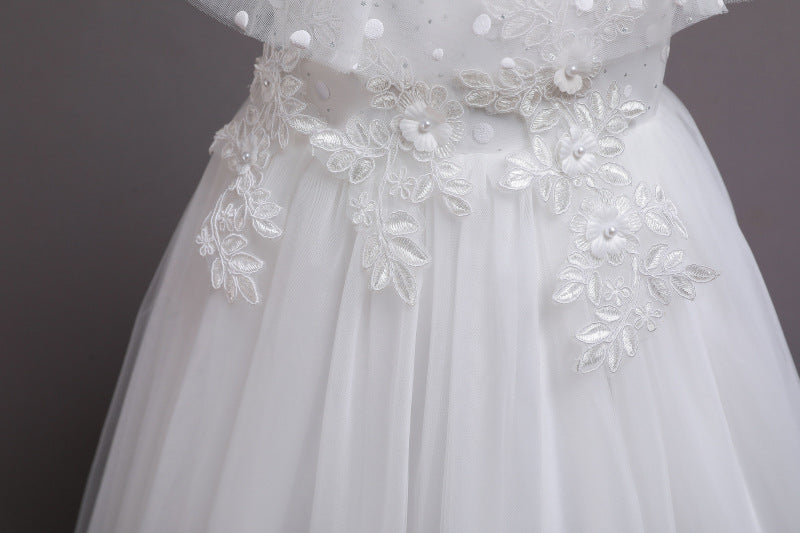Kid Girl Princess Fashionable Pompous Gauze Flower Wedding Piano Dresses