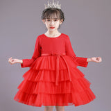 Kid Girl Princess Long Sleeve Cake Show Dress