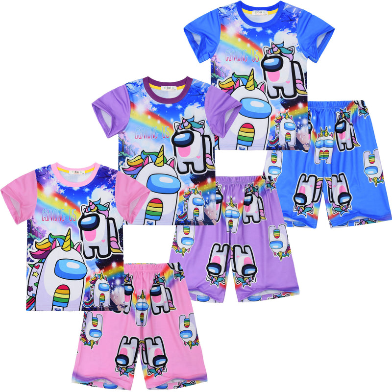Kid Boy Space Werewolf Kills Among Us Suit Short-sleeved Pajamas