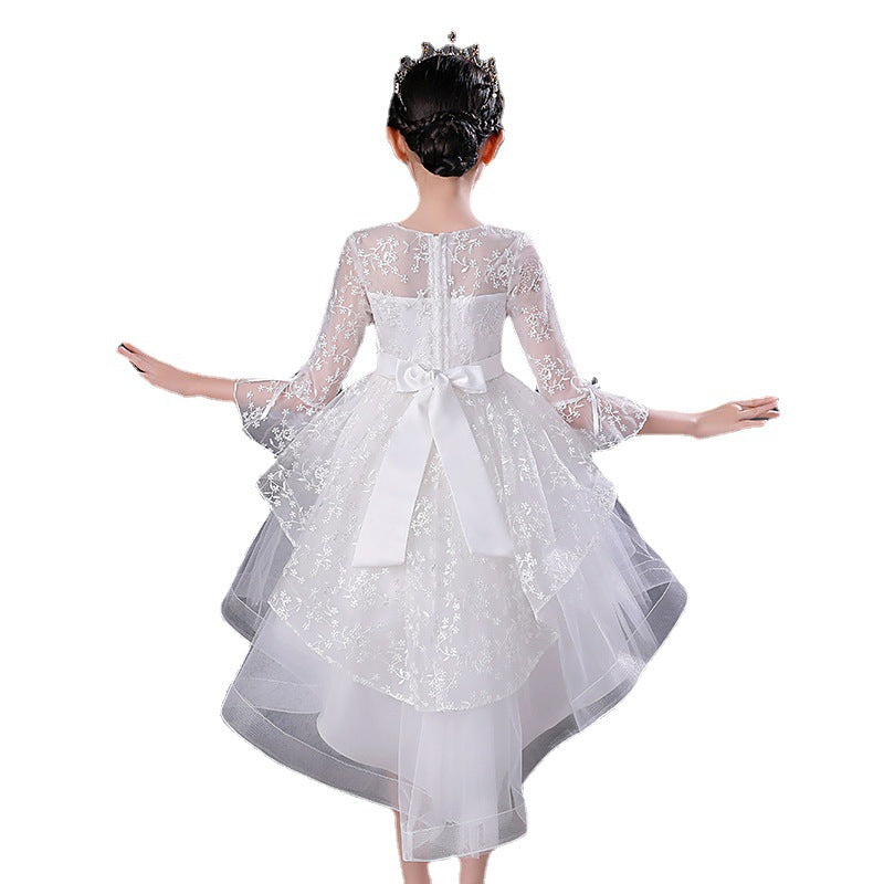 Kid Girl Princess Spring Autumn Mesh Sleeve Fluffy Mesh Dresses