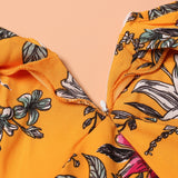 Family Matching Mother Daughter Halter V-collar Garden Flower Dresses