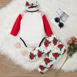 Baby Girl Valentine Love Printed Long Sleeve Flower 3 Pcs Set