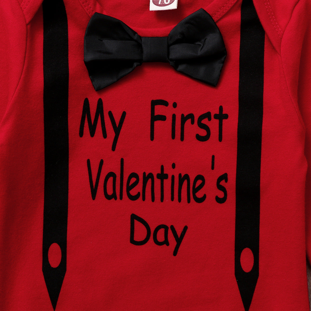 Baby Boy Suit Valentine's Day Print Halter 3 Pcs Sets