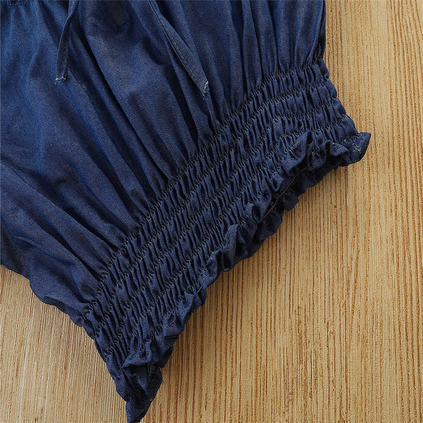 Summer Kid Baby Girl Set Denim Shorts Fashion Casual Suits 2 Pcs Sets