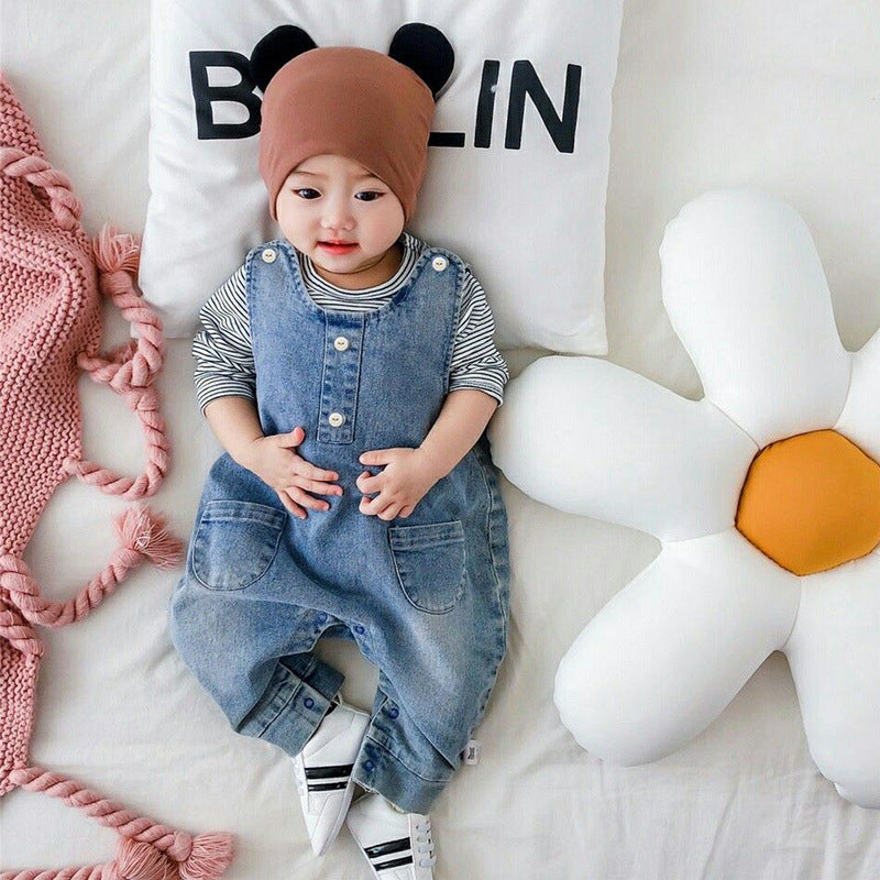 Baby Girl Onesies Sleeveless Crawlers Soft Denim Spring Autumn Rompers