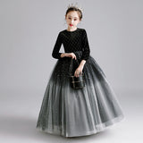Kid Girl Catwalk Fashion Velvet Poncho Princess Dress