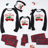 Family Matching Home Suit Christmas Plaid Patchwork Print Pajamas