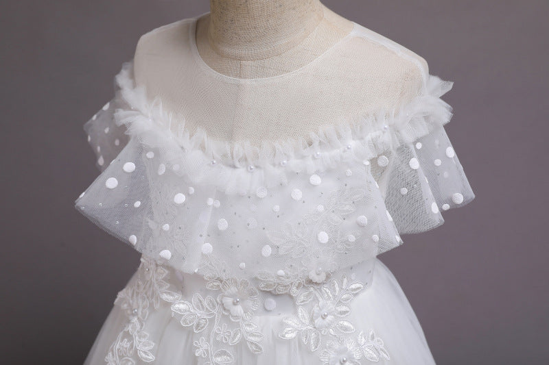 Kid Girl Princess Fashionable Pompous Gauze Flower Wedding Piano Dresses